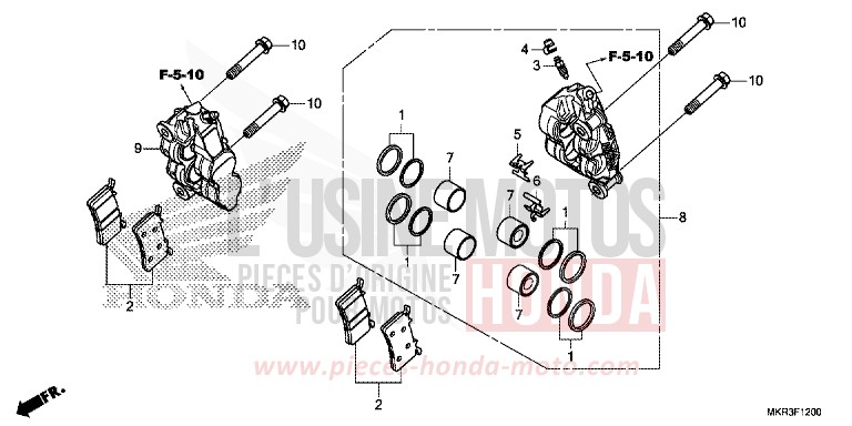 ETRIER DE FREIN AVANT (CBR1000ST) de CBR1000RR "Fireblade" MAT PEARL MORION BLACK (NHC33) de 2020